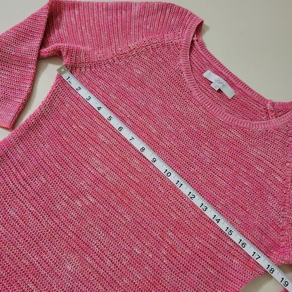 Loft Women's Pink Marled Roundneck Lightweight Elbow-length Pullover Sweater - Picture 4 of 11